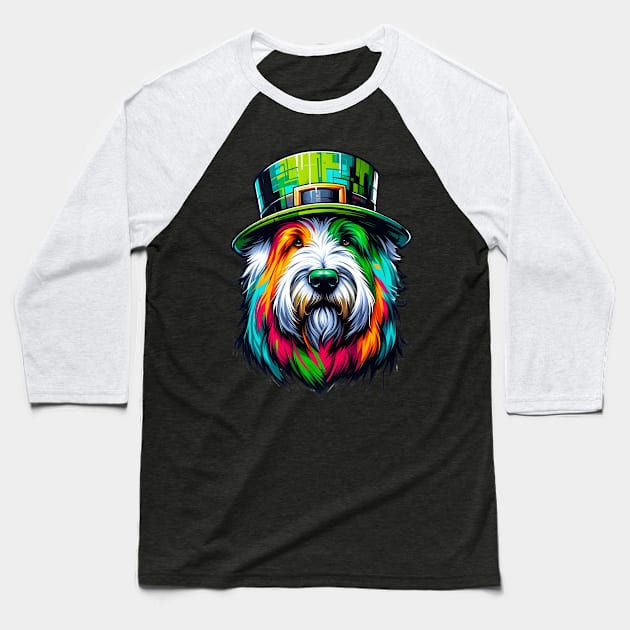 Old English Sheepdog Ready for Saint Patrick's Day Baseball T-Shirt by ArtRUs